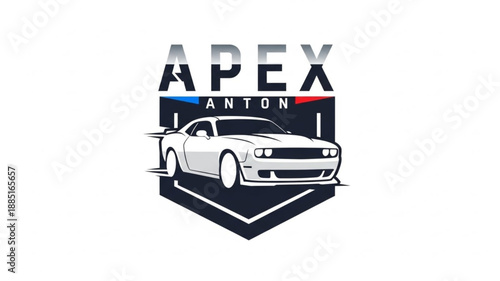 White Sports Car with Apex Logo.