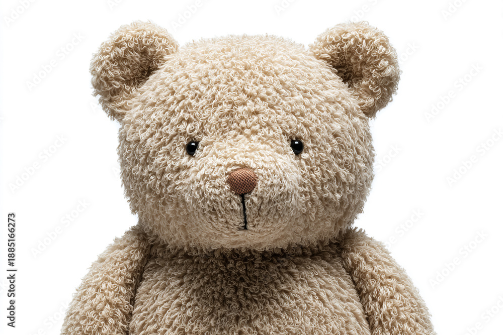 Obraz premium Adorable teddy bear portrait with fluffy fur and sweet expression, perfect for children's products, baby announcements, and heartfelt projects