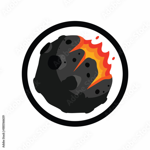A burning asteroid in a circle