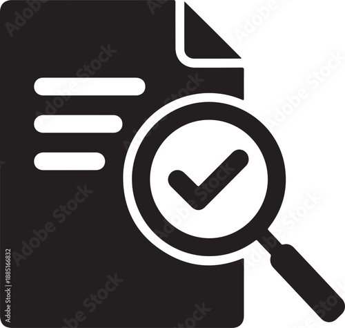 Review single icon vector document magnifying glass checkmark