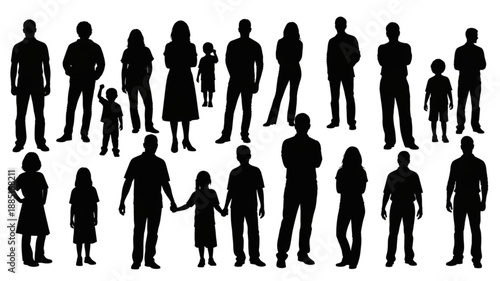 Diverse Group of People Silhouettes Standing Together.