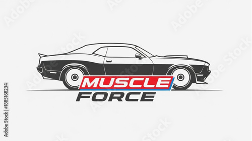 Classic Muscle Car Silhouette with Force Text.