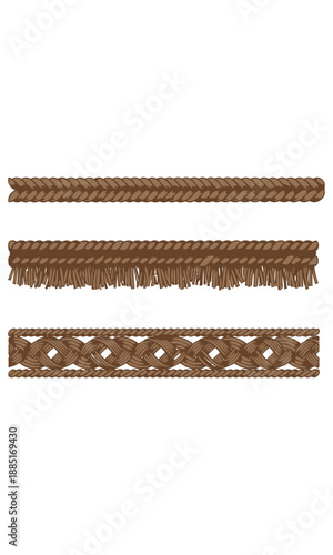 Brown rope vector, vector of jute rope art, jute rope silhouette, creative repes design