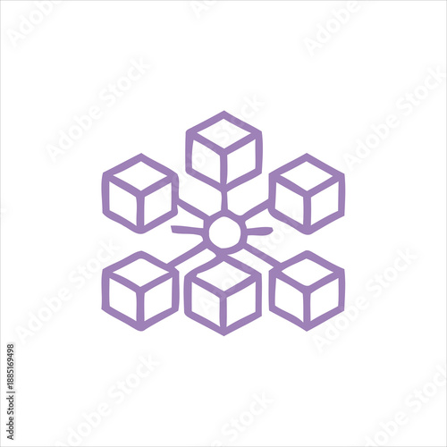 Digital blockchain  icon for cryptocurrency and data security