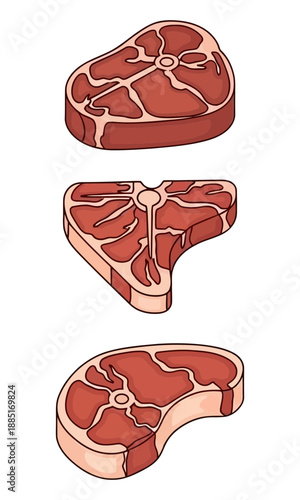 Raw meat vector, vector of meat art, slice meat silhouette, creative raw meat design