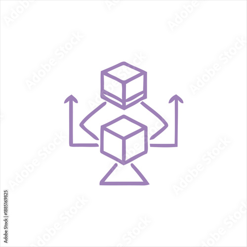 Digital blockchain technology icon for cryptocurrency and data security