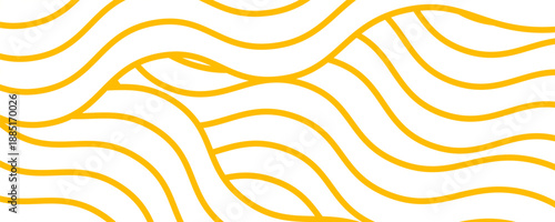 Yellow instant noodle, pasta and spaghetti texture with geometric wavy lines. Ramen, pasta vector pattern. Background abstract food illustration
