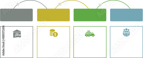 Empty four stage business infographic template with icons