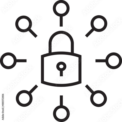 lock and key Lock and key icon on white background. Security system vector icon collection. Padlock, key, verified lock and protection shield. Cybersecurity, data privacy, access, authentication