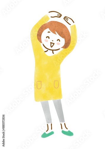 頭の上で丸を作ってOKポーズをしている女性のイラスト