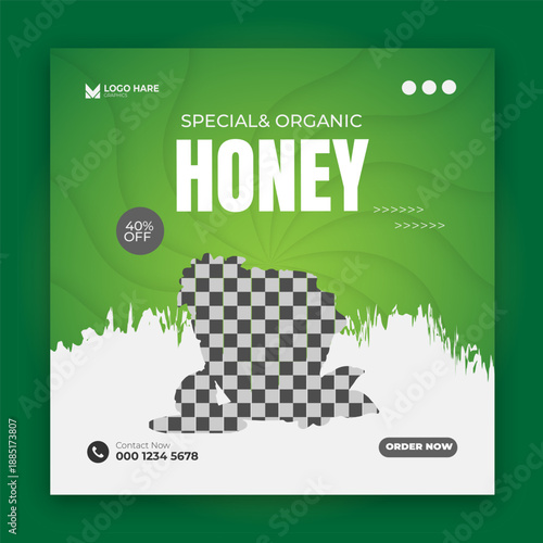 Special honey social media post banner template design.