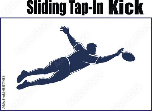 Soccer Player Sliding Tap-In Silhouette Vector Illustration