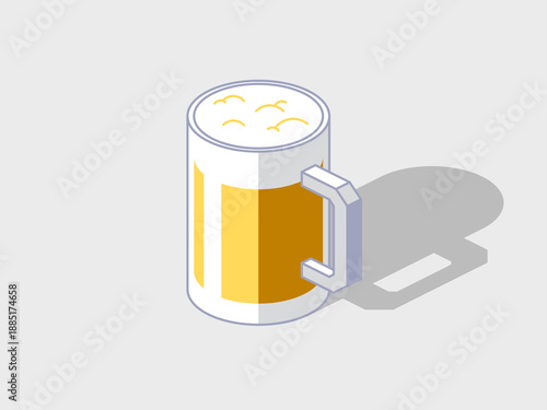 Beer mug stein isometric vector illustration with shadow