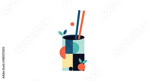 Abstract cocktail illustration on white