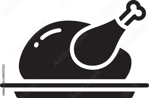 A delicious roasted turkey leg served on a plate, a centerpiece for a festive holiday meal, captured from a straightforward viewpoint.