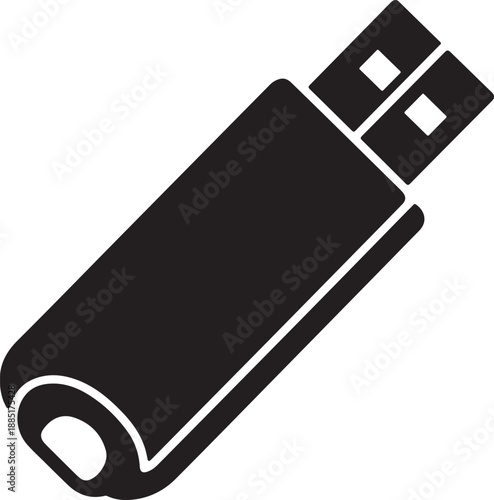 A black USB flash drive with a cap, viewed from an angle, on a plain background, illustrating a common technology device used for data storage and transfer in modern computing environments