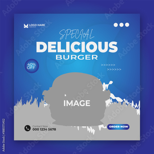 Special delicious burger social media post banner design.