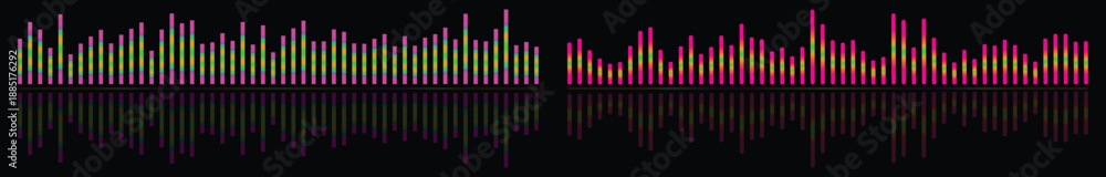 Obraz premium Modern musical frequency bars with colorful gradient and waveform visualization for audio.