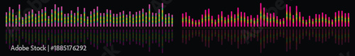 Modern musical frequency bars with colorful gradient and waveform visualization for audio.