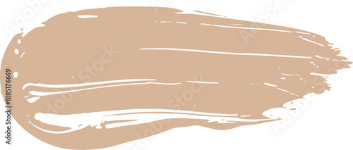 Creamy beige liquid foundation makeup smear sample with visible texture strokes isolated on a transparent background for beauty designs.