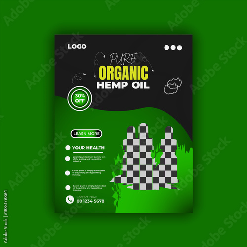 pure organic hemp oil social media flyer design template.