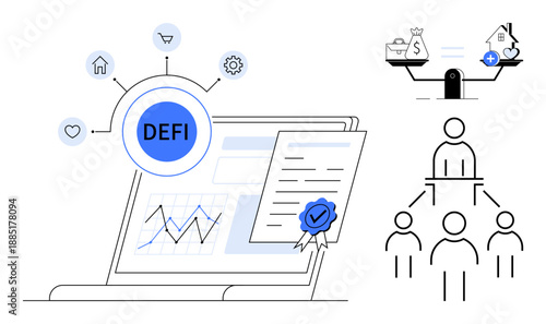 Decentralized finance. Blockchain technology connects smart contracts, financial systems, and secure transactions. Decentralized finance promotes transparency and removes intermediaries. For fintech