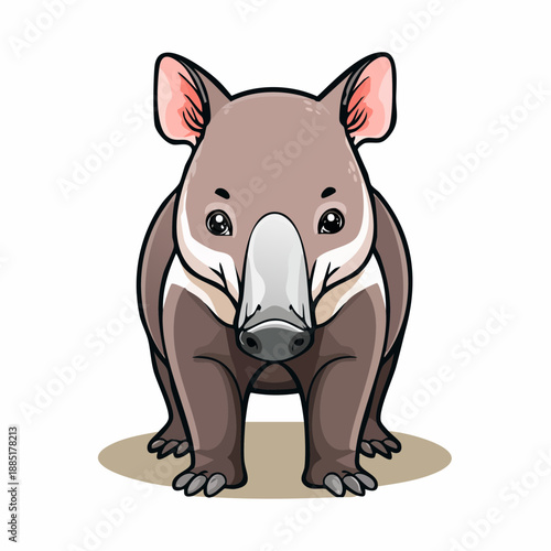 Cartoon tapir standing isolated on white