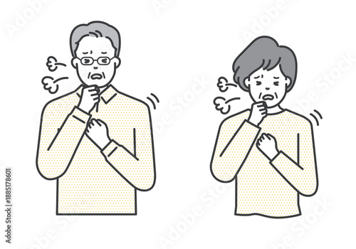 咳をする高齢者のイラストベクター素材