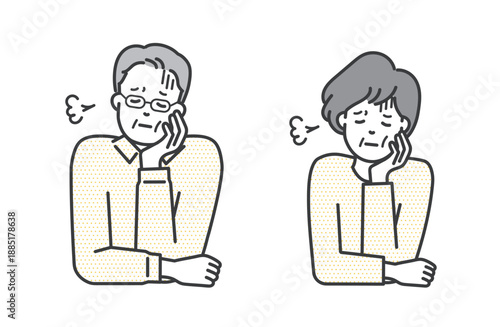 体がだるい高齢者のイラストベクター素材