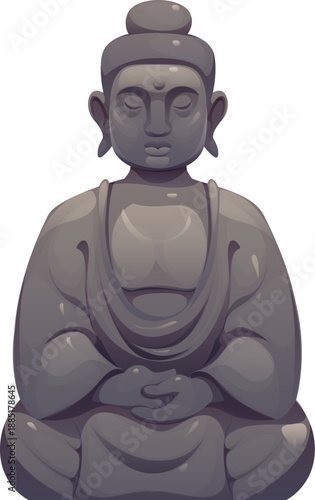 Cartoon Buddha statue China landmark icon or symbol. Chinese culture or religion cartoon icon, Asian landmark vector symbol. Asia isolated Buddha statue architecture item or China history object