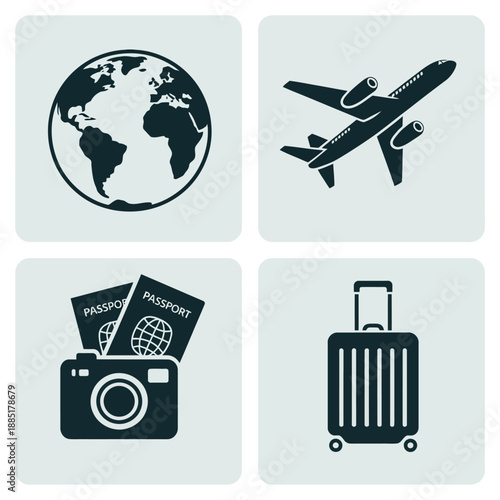 Travel and tourism icons set.