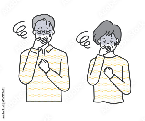 吐き気のある高齢者のイラストベクター素材