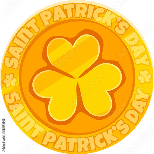 St Patricks font typeset golden coin letter O. March celebration type vector symbol, Irish folk alphabet sign. Spring holiday font letter or Saint Patrick element with shamrock clover on golden coin