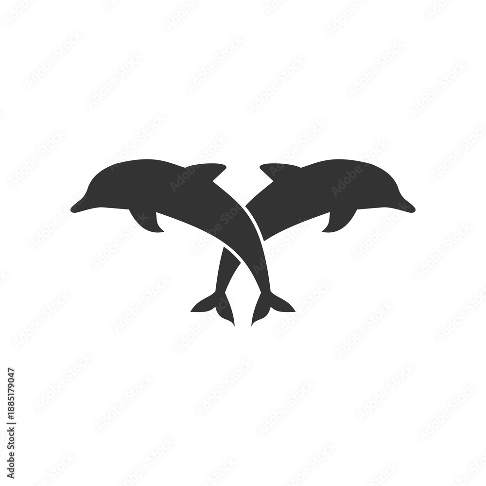 Naklejka premium Two dolphins icon isolated on white background