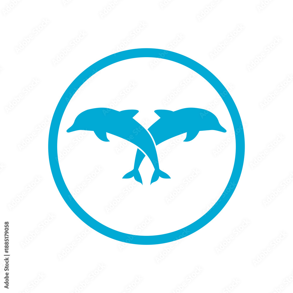 Fototapeta premium Two dolphins icon isolated on white background