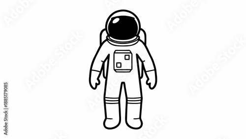 An astronaut standing alone in a spacesuit viewed from the front in a simple illustration style