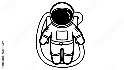 Astronaut in Space Suit Floating in Orbit around Earth from a Distant Viewpoint