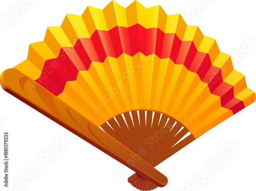 Chinese fan for holiday, culture and travel symbol of China, vector icon. Chinese traditional handheld folding paper fan or che san with Asian ornament for Chinese Lunar New Year or Chinatown carnival