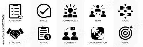 Business icons for teamwork and collaboration.