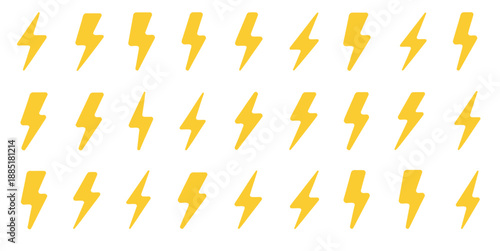 Thunder bolt flash icon, electric power and energy symbol, lightning bolt icons in filled, thin line, outline, and stroke styles for modern apps, websites, and interface design.