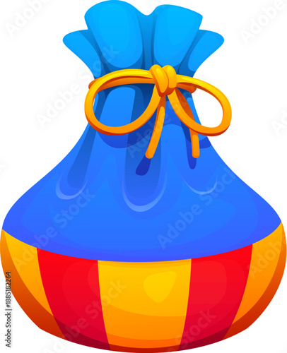 Chinese lucky pouch or lunar New Year holiday happy bag, vector icon. Symbol of wealth and fortune in China, hebao lucky pouch or happy bag gift for Chinese New Year greeting and Feng Shui symbol