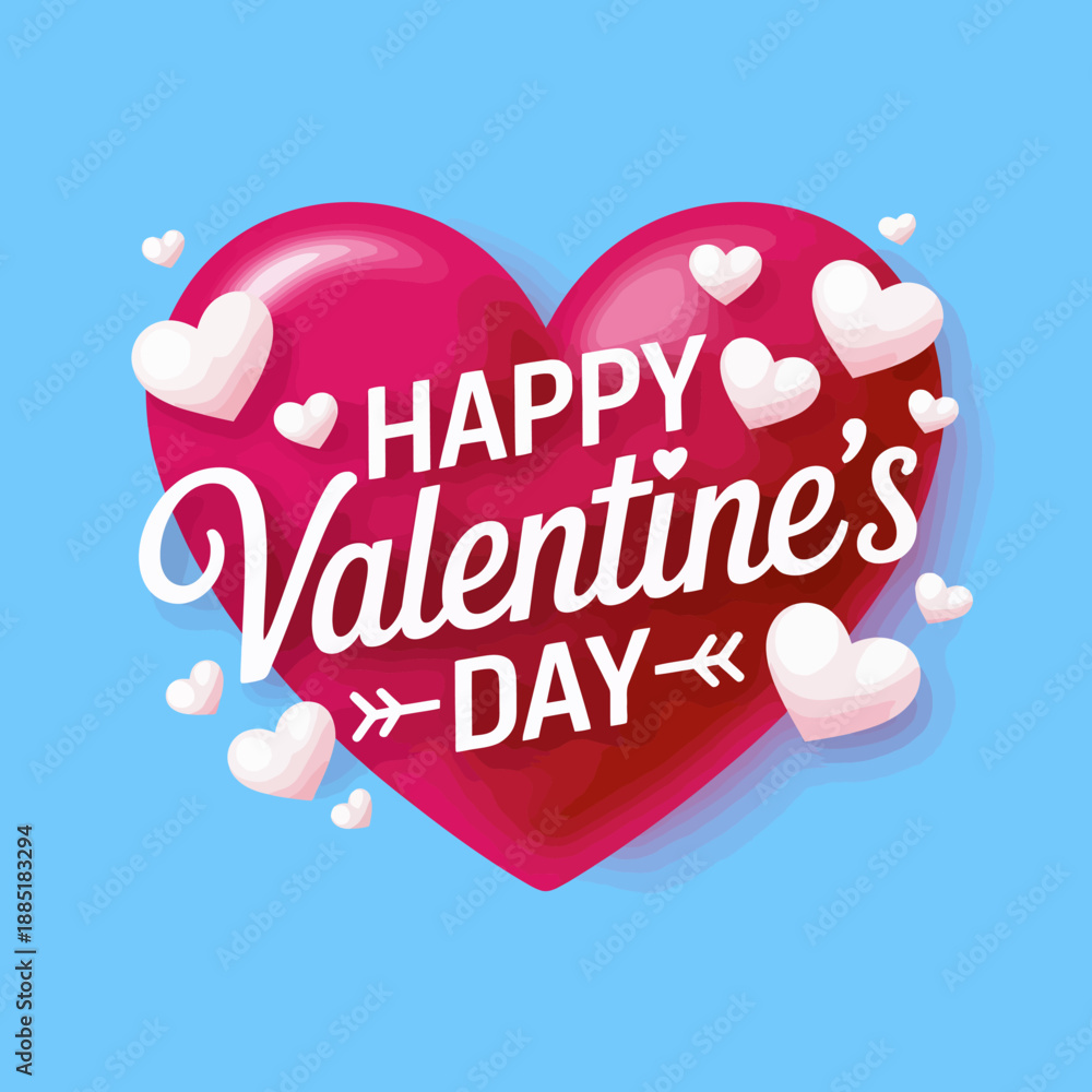 Fototapeta premium Happy Valentine's Day heart graphic design.