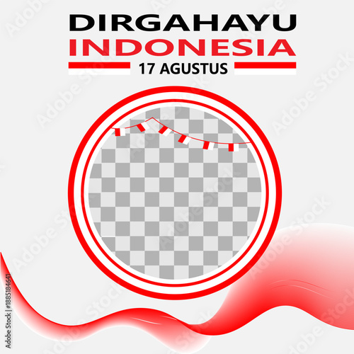 Indonesia Independence Day Poster Twibbon with Round Photo Frame and Elegant Red White Style