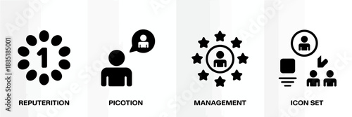 Business icons for reputation management and position.