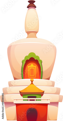 Cartoon Buddhism stupa building China landmark icon or symbol. Chinese architecture icon, Asia culture cartoon vector object. China isolated Buddhist temple or shrine building landmark symbol or item