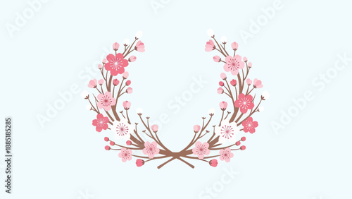Cherry Blossom Wreath Garland - Pink Floral Spring Blossom Design