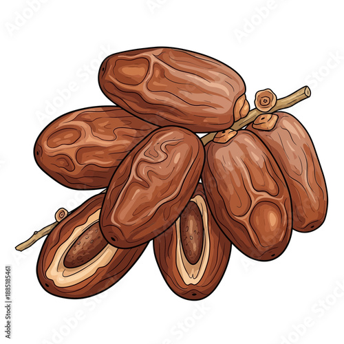 Bunch of Fresh Dates on a Branch