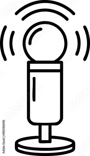 Broadcasting Microphone Icon with Sound Waves