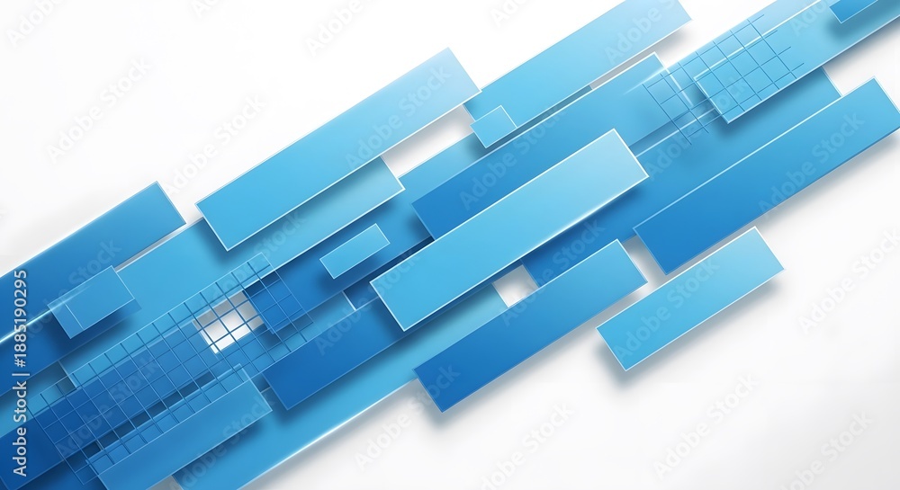 Fototapeta premium Blue geometric pattern with rectangular shapes