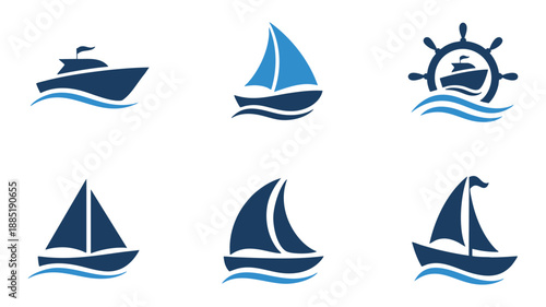 Collection of boat and sailboat icons
